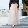 Etekler Moda Tül Pileli Etek Kadınlar Için İlkbahar Sonbahar Katı Uzun Gri Siyah Beyaz Üç Katmanlı Mesh Tutu Peri Streetwear
