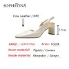Sophitina verão vestir sapatos mulheres saltos de couro genuíno quadrado dedo do pé raso elegante elegante elegante amarelo bonito bombas fo208 210513