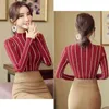 SexMkl Listrado Turtleneck pulôver mulheres inverno espesso suéter vermelho coreano senhoras escritório de malha preto top puxar femme 210805