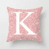 Familie kussensloop 26 letters enkele kant afdrukken roze kussenhoes thuis sofa auto decoratie beddengoed leveringen