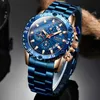 Lige Fashion Blue Big Dial Mens Klockor Top Märke Luxury Watch Män Business Date Chronograph Vattentät Sport Quartz Klocka 210527