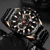 CURREN Fashion Sport Chronograph Men's Watch Stainless Steel Band Wristwatch Big Dial Quartz Watches with Luminous Pointers 210517