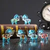 Zestaw HD 6, Mini Elephant Glass Figurki Szkło Szkło Handblown Szkło Zwierzęta Kolekcjonerska Rzeźba Ozdoby Kreatywny prezent dla dzieci 210318