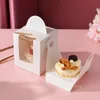Singel cupcakepacking lådor med klart fönsterhandtag Portable Macaron Box Mousse tårta Boxar Papperspaket Födelsedag PartyT2I53030