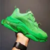 Moda Triple S Sapatos Casuais Paris 17FW Sola Transparente Masculino Feminino Tênis Plataforma Cherry Bossom Powder Neon Green Black White Sail Vintage Luxury Desinger Trainers