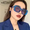 WHO CUTIE 2021 Vintage Blue Square Sunglasses Oversizes Men Men Mężczyznę Marki Projekt Grube Ramka Słońce Słoneczne Okulary Kobieta S2598669306