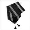 Table Runner Cloths Home Textiles & Garden Luxury Runners With Tassels Decoration For Dining Room Kitchen Outdoor Wedding Party Grey Black Y