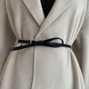 Cintos de couro genuíno para mulheres moda dama vestido decorar nó fino cinto de natal círculo dourado círculo de fivela de cintura casaco