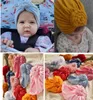 Nyfödda Baby Round Knot Turban Headbands Toddler Dounts Head Wraps, Spädbarn Bonnet Meanies Kepsar Babes Caps för Girls Boy