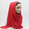 Scarves 1DOZEN Woman Latest Fashion Bubble Chiffon Scarf With Chain,plain Rhinestone Muslim Hijab,head Wrap Bandana,foulard Femme