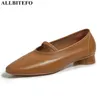 ALLBITEFO high quality genuine leather low-heeled comfortable women shoes thick heels office ladies shoes party women heels 210611