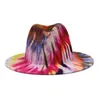 Wide Brim Hats Panama Men Women Colorful Style Top Felt Fedoras Cowboy Hat Retro Artificial Wool British Jazz Cap