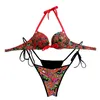 Kvinnors badkläder sommarunderwire cups bikini set simma baddräkt biquinis brasileiro baddräkt brasiliansk rem