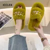 Women House Slippers Winter Faux Fur Slides Indoor Home Slippers Shoes Woman Slip on Furry Slippers Plush Warm Ladies Shoes Y0902