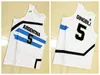 Niestandardowe koszulki Basketball #5 Basketball Jersey Drukowana biała niebieska nazwa Rozmiar XS-4xl 5xl 6xl koszulki