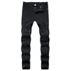 Herren Jeans Destruction Hose Straight-Leg Distressed Men Denim Schwarz Weiß Jean Male