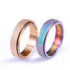 Roestvrijstalen roteerbare band ringen gouden regenboogvinger roterende spinner ring voor vrouwelijke mannen mode sieraden wil en zandig