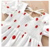 Children's Korean Girl's Dresses Wholesale Sweet Wind Lace Pastoral Polka Dot Kids Clothing European And American Snow Spinning Medium Length Skirt