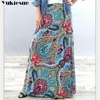 Cintura alta saia feminina impresso praia boho saias mulher moda verão mulheres midi maxi uma linha longa 210608