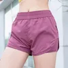 Yoga-Outfit für Damen, rosa, 2-in-1-Laufshorts, für Fitnessstudio, Sport, atmungsaktive Hose, Outdoor-Übungen, schnell trocknend, 2021