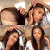 Silky Straight Human Hair 4x4 13x4 Lace Frontal Wigs Light Brown 4# Color Pre Plucked Natural Hairline