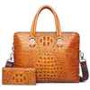 Briefcases 2021 Luxury Cow Genuine Leather Business Men's Briefcase Male Shoulder Bag Alligator Messenger Tote Computer Handbag