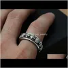 Band JewelryBrand 925 Sterling Sier Mode Sieraden Vintage Amerikaanse Stijl Handgemaakte Designer Mens Skull Ringen Gift Wholesale Drop Delivery 2