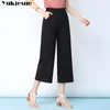 Streetwear Sommer Damen weiße Arbeitshosen weibliche hohe Taille breite Beinhosen Capris für Frauen Hosen Frau Plus Größe 5XL 6XL 210519