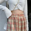 INS Coole Frauen Baggy Blue Hosen Dame Übergroße Breite Bein Plaid Hosen Harem Hosen Student Herbst Lila Rosa Lange Flare hosen 210319