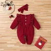 ZAFILLE Baby Girl Romper 8 Colors Lace Sleepwear For borns Clothes Ruffles Bow Jumpsuit +Headband 220106