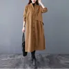 Wiosna Jesień Sztuki Styl Kobiety Stojak Kołnierz Loose Long Coat All-Dopasowany Casual Single Breasted Trench Plus Size M651 210512