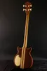 Personalizado alambique marrom cinza 4 cordas guitarra baixo elétrico pescoço através do corpo, 5 pliespescoço, hardware de ouro, abalone inlay