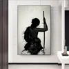 Samurai japonês pintura de arte moderna arte de parede abstrata para sala de estar decoração de casa posters e impressões