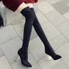 Осенние сапоги 2021 и женские зимние европейско-американские модные сапоги выше колена на прозрачном каблуке-стрейч-толстой подошве 44979