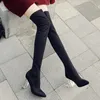 Women و 2021 Boots Autumn Winter European Fashion Therpress Enclent Ender Scay على الركبة 21199