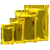 Sacs de rangement 100pcs Gold Mylar Feuille Self Seal Sac Tear Notch Réutilisable Refermable Snack Thé Café Emballage Pochettes