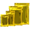 Sacs de rangement 100pcs Gold Mylar Feuille Self Seal Sac Tear Notch Réutilisable Refermable Snack Thé Café Emballage Pouches299c