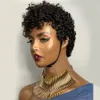 Short Pixie Cut None Lace Front Human Hair Wigs With Bangs Kinky Curly Wig Preplucked Brazilian Remy For Women