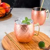 Moscow Mule Mugs Stainless Steel Beer Cup Rose Gold Silver Copper Mug Hammered Plated Bar Drinkware Beverage Cocktail Glass RRB11035