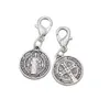 Alloy Catholicism Benedict Medal Cross Clasp European Lobster Trigger Clip On Charm Beads Tibetan silver C504 13.2x29.8mm 150pcs/lot