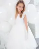 Robes de fille de fleur blanche fêtes pas cher filles doublure de bébé belle robe mignonne pour les filles mariage noël occasion formelle vêtements de jour