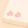 Stud Y2K bijoux rose Plaid champignon boucles d'oreilles pour femmes métal Vintage mignon Harajuku mode boucle d'oreille charme 90s cadeaux esthétiques