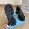 [met doos] Beroemde Merken Monolith Loafers Schoenen Geborsteld Leer Dames Chunky Sole Platform Sneakers Mocassins Lady Comfort Wandelen EU35-41