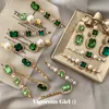 3 colors Korea Vintage Emerald hair pins Geometrical Rhinestones hair clip For Women Girls hair accessories Barrette 2649 Y2