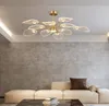 Nordic LED Ceiling Lamp Modern Copper Chandeliers for Bedroom Living Room Lotus Leaf Shape Design Home Decor Lighting Fixture