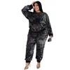 Kış Artı Boyutu S-5XL Giyim Kadınlar Için Iki Parçalı Set Sequins Doğum Günü Kıyafet Joggers Eşofman Toptan Bırak 210930