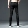 Prue Black Men Slim Elastic Italy Eagle Brand Autumn Fashion Businers Man Classic Cotton Jeans Denim Pants 210320