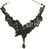 Collana girocollo in pizzo nero gotico retrò con catena a farfalla all'uncinetto per gioielli da donna con strass J0312