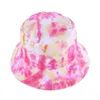 Kids Tie dye bucket hat child summer fisherman fishing caps broad brim beanie cap double sides basin hats sport beach outdoor sun visor G544Q4M