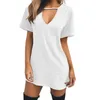 Women's T-Shirt JAYCOSIN Women Tshirt Summer 2022 V-neck Short Sleeve Casual Sexy Halter Loose Plus Size Clothes 20MAR10